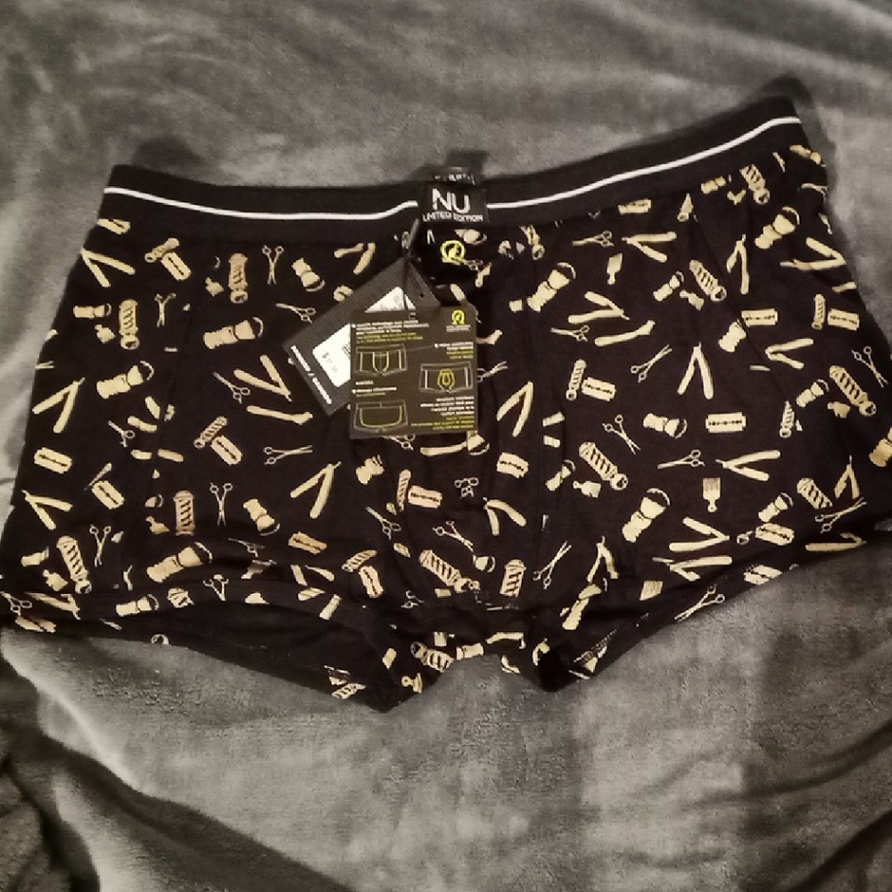 Men's Black Boxer Briefs with Gold Pattern